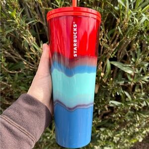 Starbucks Multicolor Tumbler with Red Lid